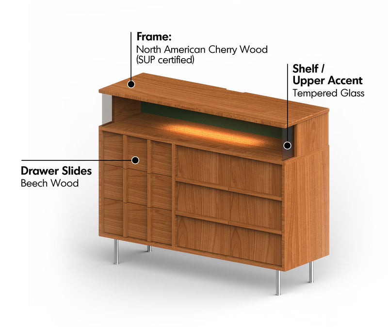 more material details of Scandinavian Cherry Wood Side Cabinet BLUE MOUNTAIN