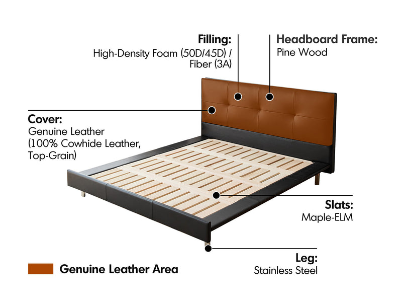 Bauhaus genuine leather bed skillful layered structure.