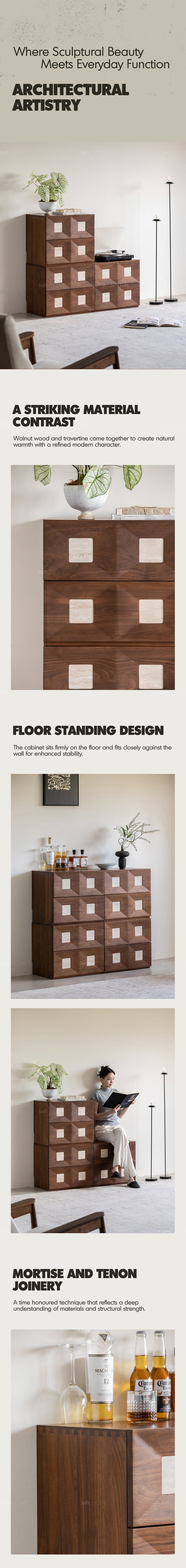 more product details and feature of Japandi Walnut Wood Modular Cabinet SOLO