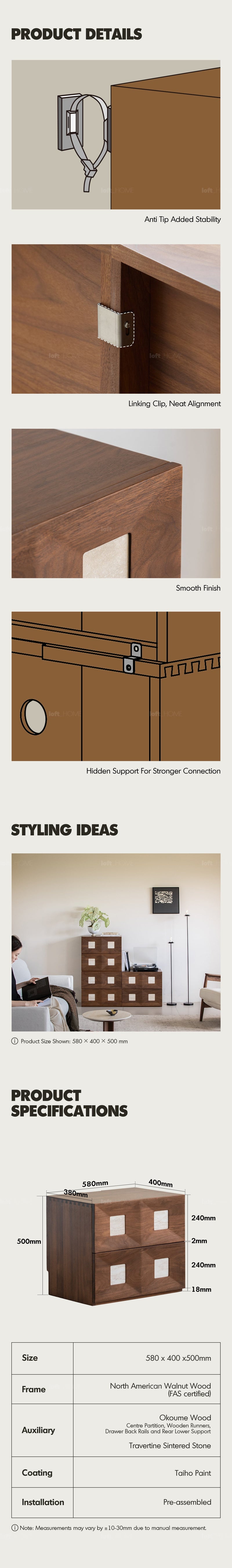 more product details and feature of Japandi Walnut Wood Modular Cabinet SOLO