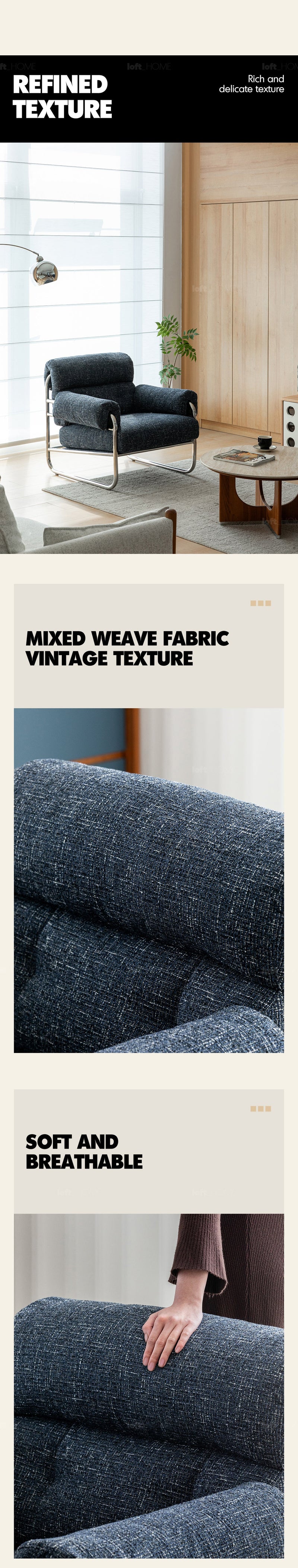 more product details and feature of Bauhaus Mix Weave Fabric 1 Seater Sofa BECCA