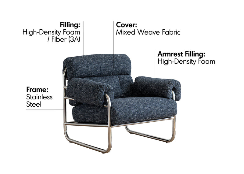 more material details of Bauhaus Mix Weave Fabric 1 Seater Sofa BECCA