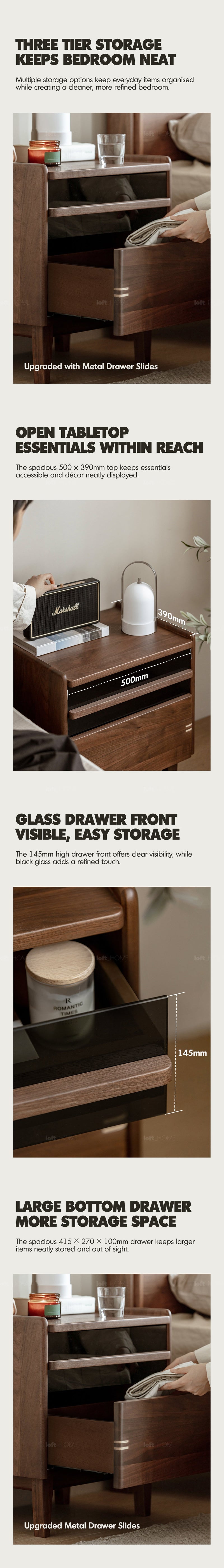 more product details and feature of Japandi Walnut Wood Side Table DUSK