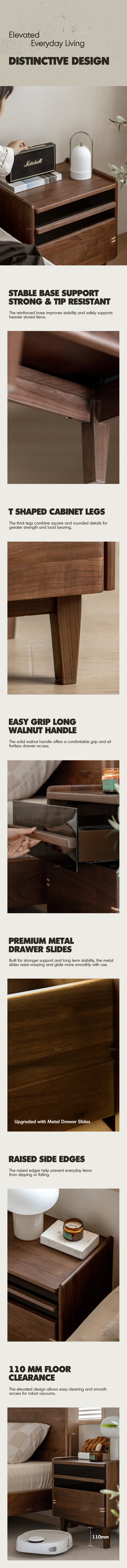more product details and feature of Japandi Walnut Wood Side Table DUSK