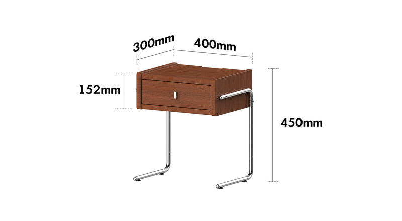 dimension detail diagram of Bauhaus Boxwood Side Table NOBUO