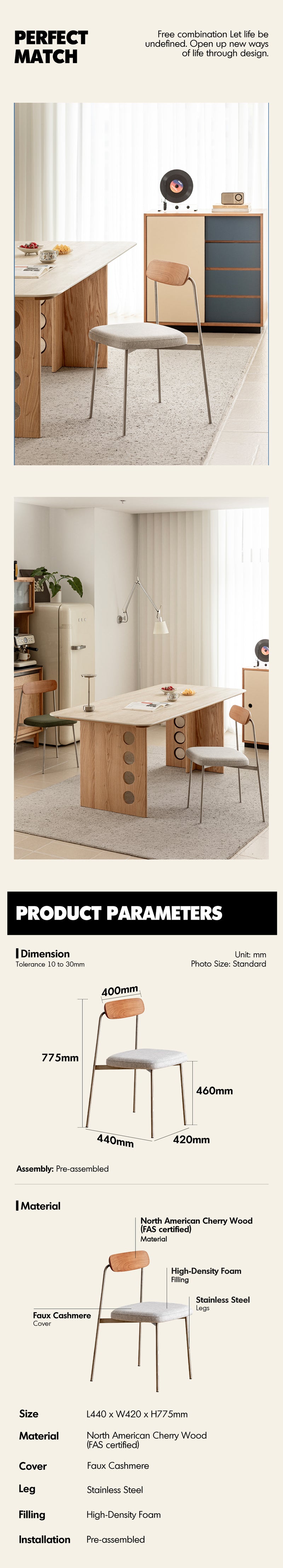 Bauhaus Cherry Wood Dining Chair WIENER More Details and Instruction_7