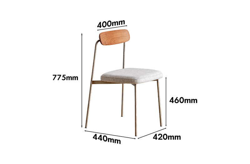 dimension detail diagram of Bauhaus Cherry Wood Dining Chair WIENER