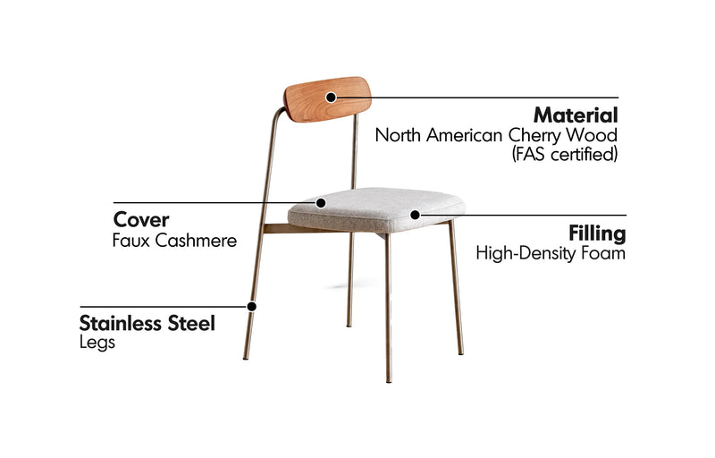 more material details of Bauhaus Cherry Wood Dining Chair WIENER