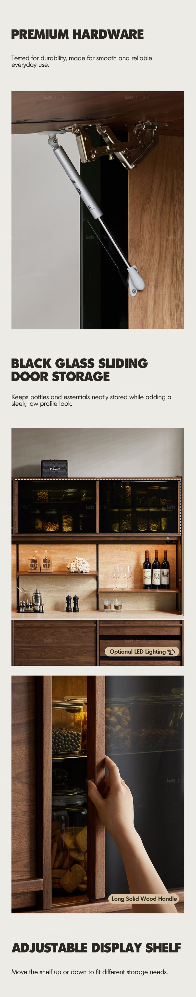 more product details and feature of Japandi Walnut Wood Sintered Stone Storage Side Cabinet AXIS