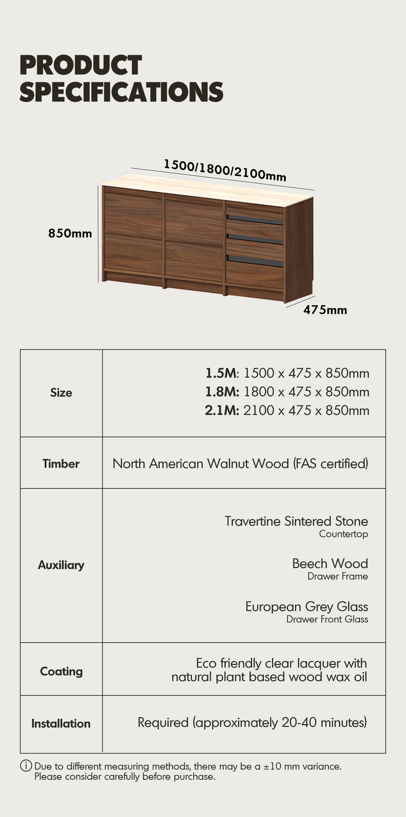 Japandi Walnut Wood Sintered Stone Cabinet AXIS More Details and Instruction_20
