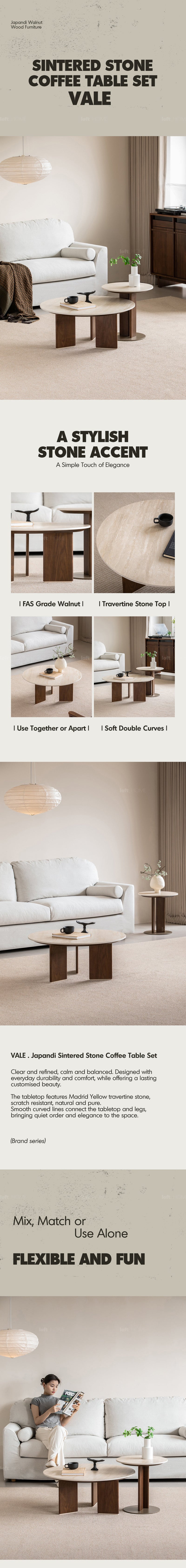 more product details and feature of Japandi Sintered Stone Coffee Table Set VALE