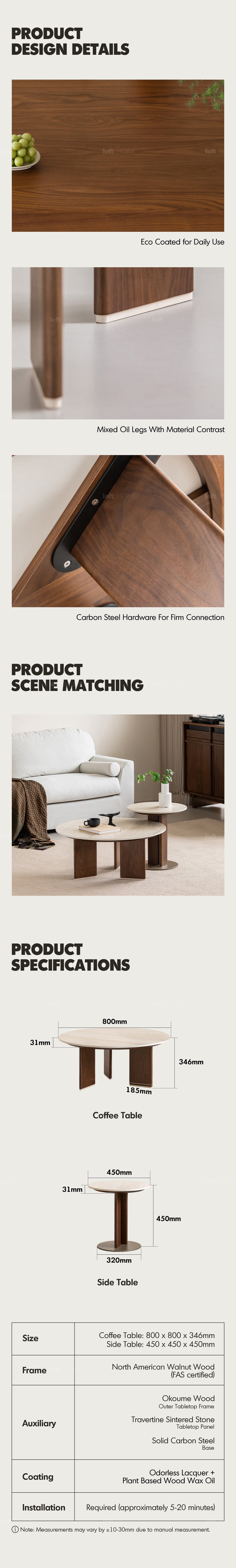 more product details and feature of Japandi Sintered Stone Coffee Table Set VALE