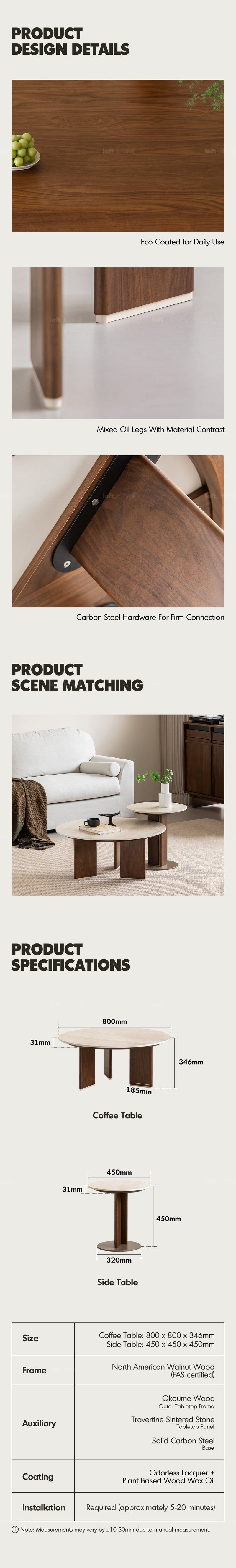 more product details and feature of Japandi Sintered Stone Coffee Table Set VALE