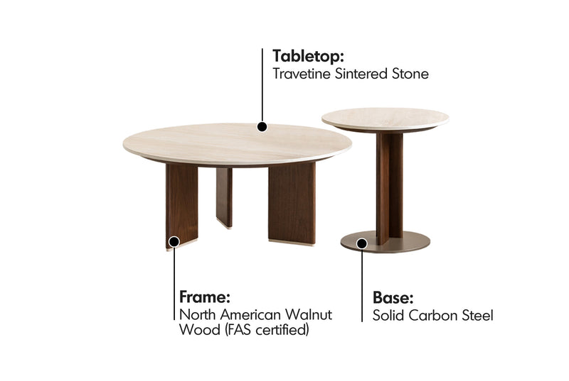 more material details of Japandi Sintered Stone Coffee Table Set VALE