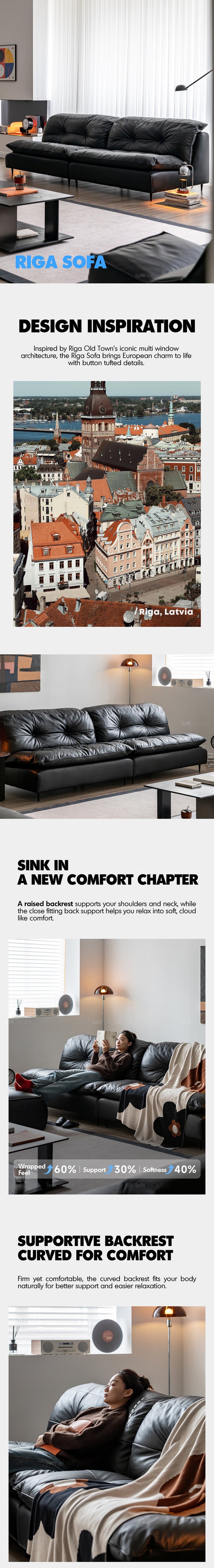 more product details and feature of Vintage Genuine Leather 1 Seater Sofa RIGA