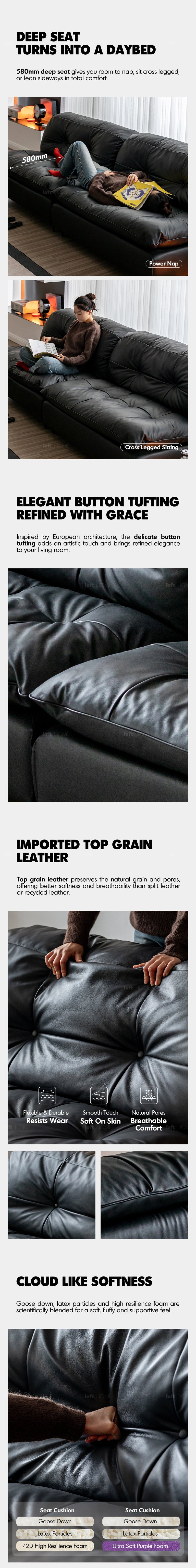 more product details and feature of Vintage Genuine Leather 1 Seater Sofa RIGA