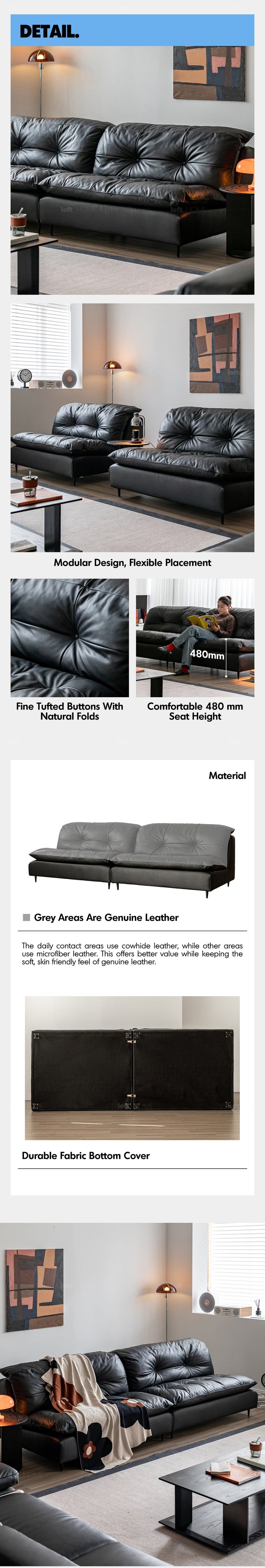 more product details and feature of Vintage Genuine Leather 1 Seater Sofa RIGA