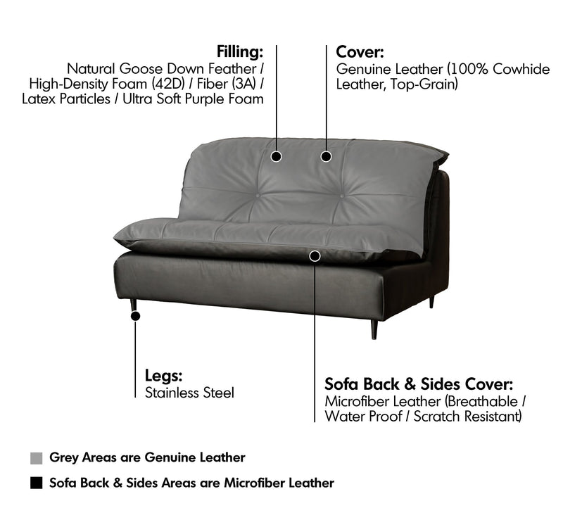 more material details of Vintage Genuine Leather 1 Seater Sofa RIGA