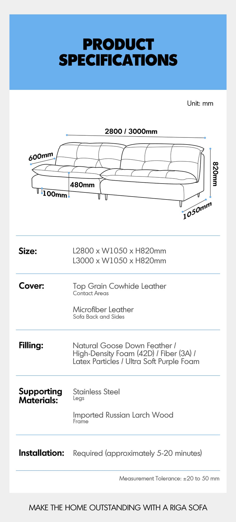 more product details and feature of Vintage Genuine Leather 4 Seater Sofa RIGA