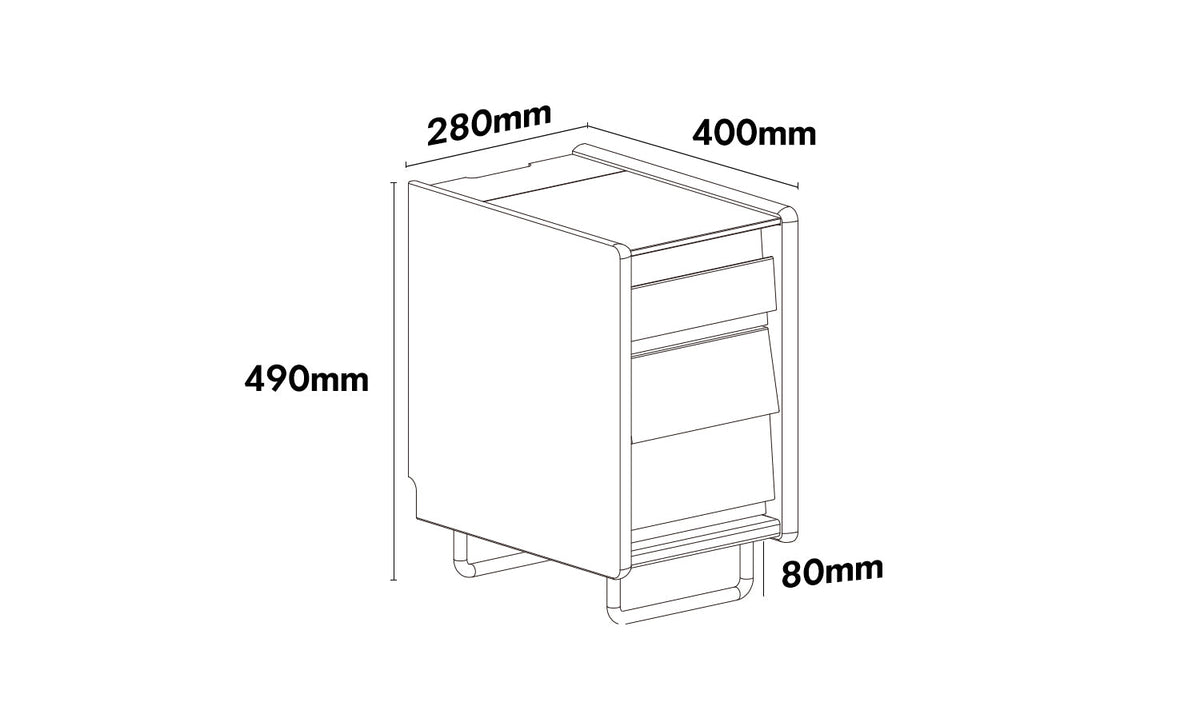 dimension detail diagram of Bauhaus Boxwood Side Table SITA