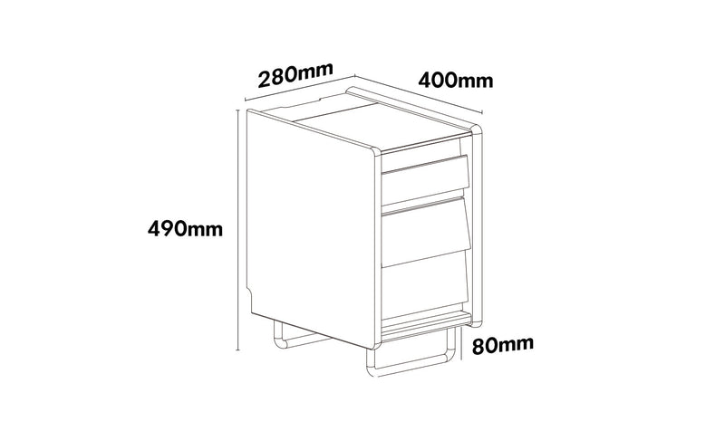 dimension detail diagram of Bauhaus Boxwood Side Table SITA