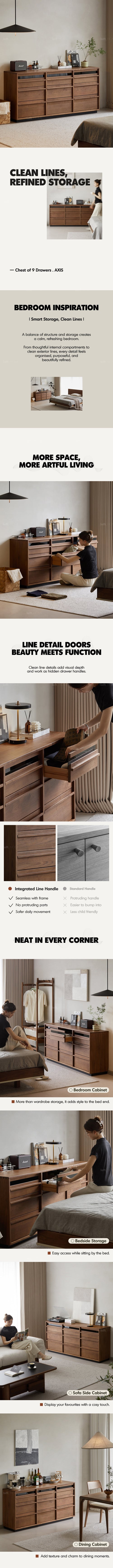 Japandi Walnut Wood Chest Of 9 Drawers AXIS Good to Know Preview-1