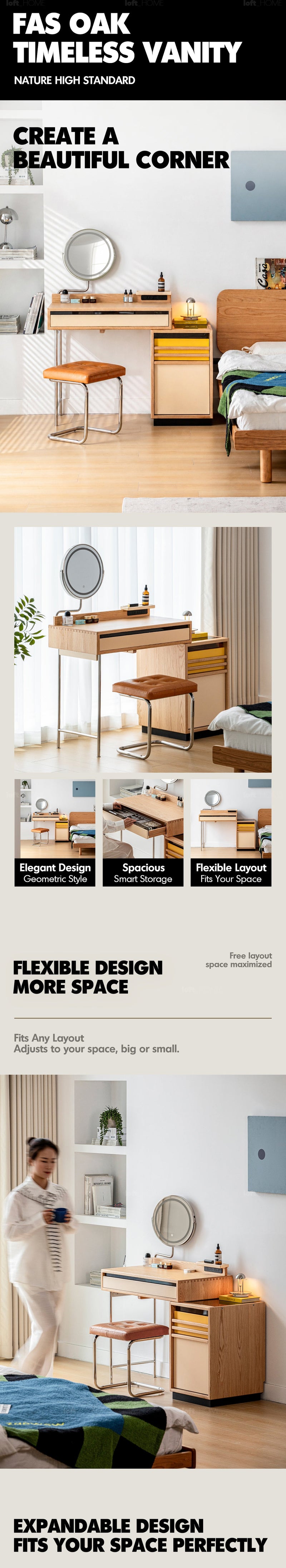 more product details and feature of Bauhaus Oak Wood Dressing Table TEMPO