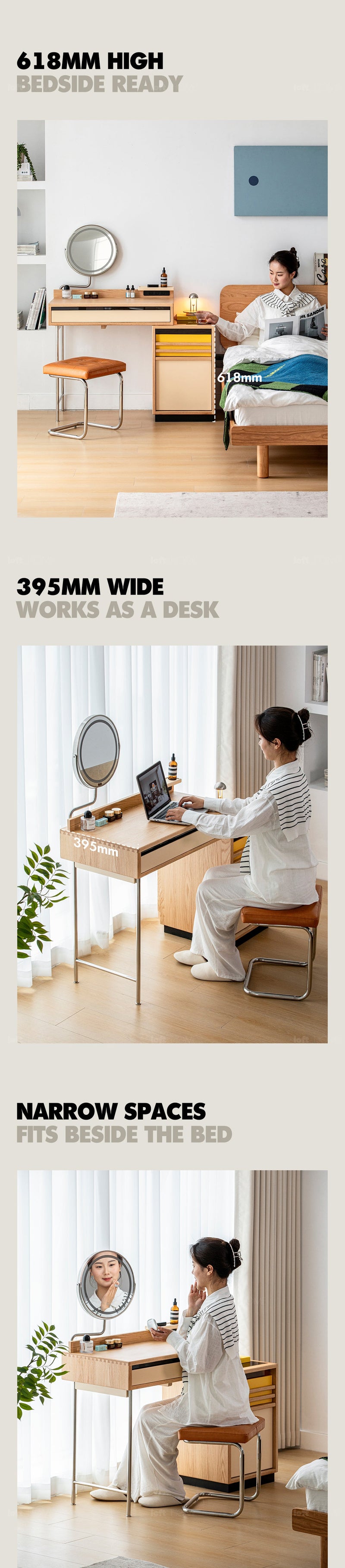 more product details and feature of Bauhaus Oak Wood Dressing Table TEMPO