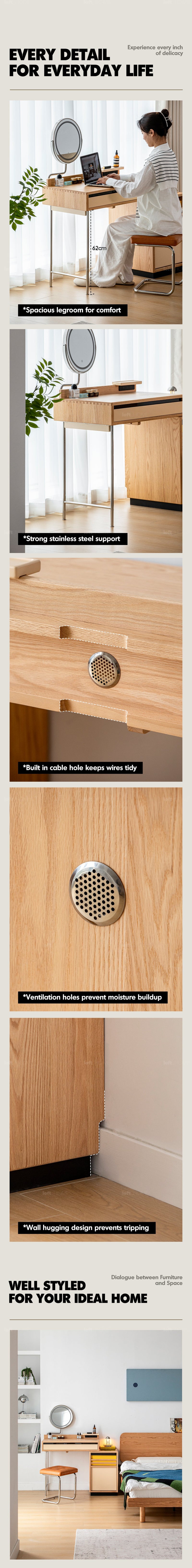 more product details and feature of Bauhaus Oak Wood Dressing Table TEMPO