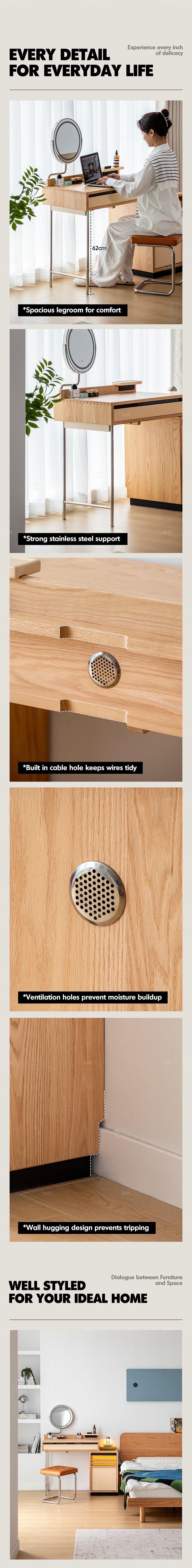 more product details and feature of Bauhaus Oak Wood Dressing Table TEMPO