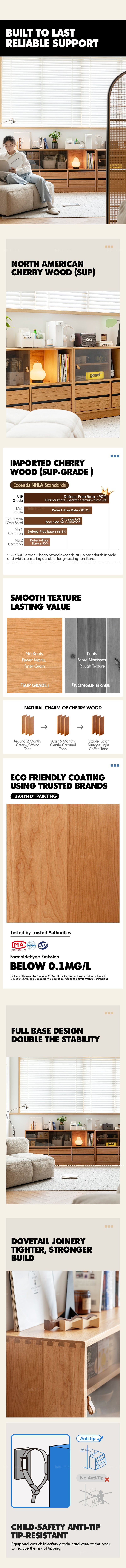 more product details and feature of Scandinavian Cherry Wood Modular Cabinet GROVE