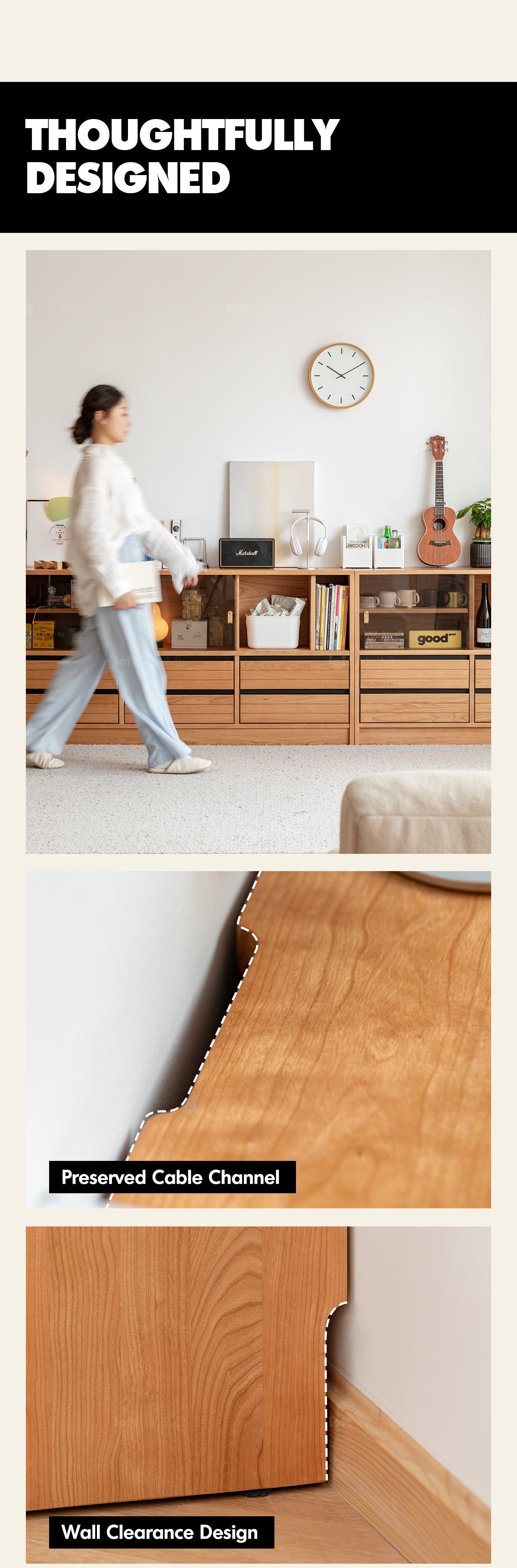 more product details and feature of Scandinavian Cherry Wood Modular Cabinet GROVE