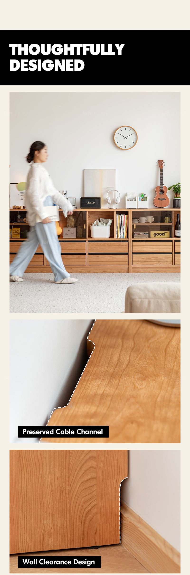 more product details and feature of Scandinavian Cherry Wood Modular Cabinet GROVE