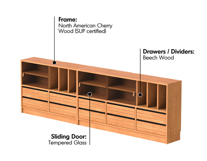 more material details of Scandinavian Cherry Wood Modular Cabinet GROVE
