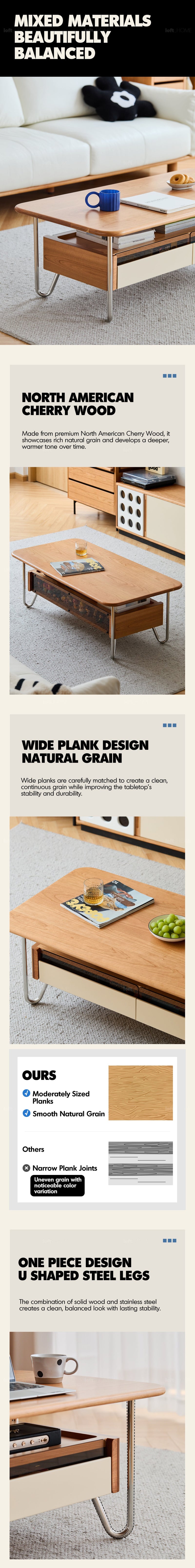 more product details and feature of Bauhaus Cherry Wood Coffee Table LOCKE