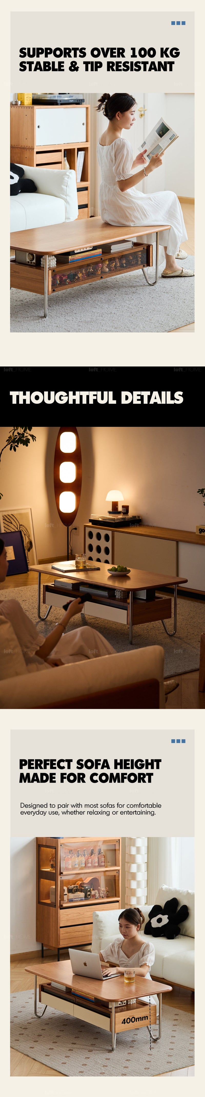 more product details and feature of Bauhaus Cherry Wood Coffee Table LOCKE