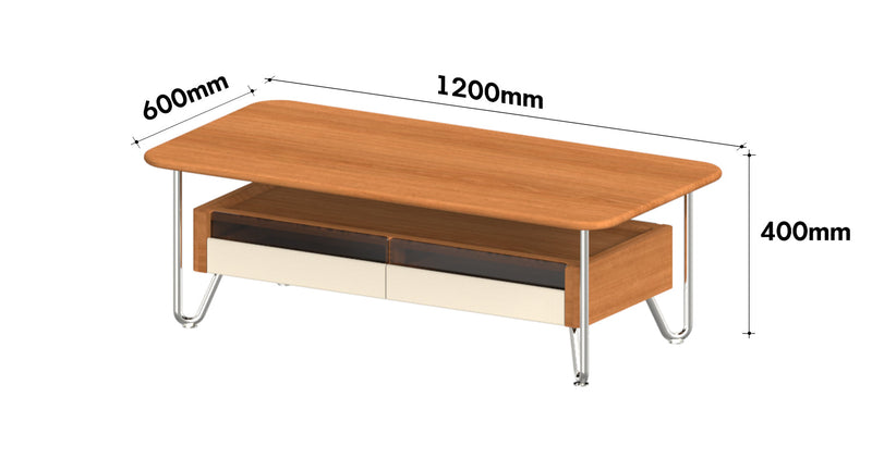 dimension detail diagram of Bauhaus Cherry Wood Coffee Table LOCKE