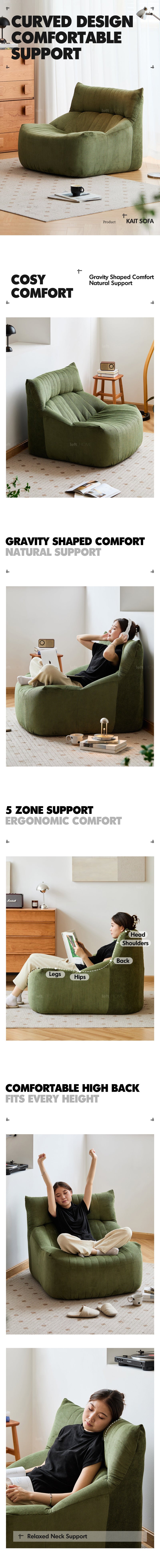 more product details and feature of Cream Corduroy Velvet Fabric 1 Seater Sofa KAIT