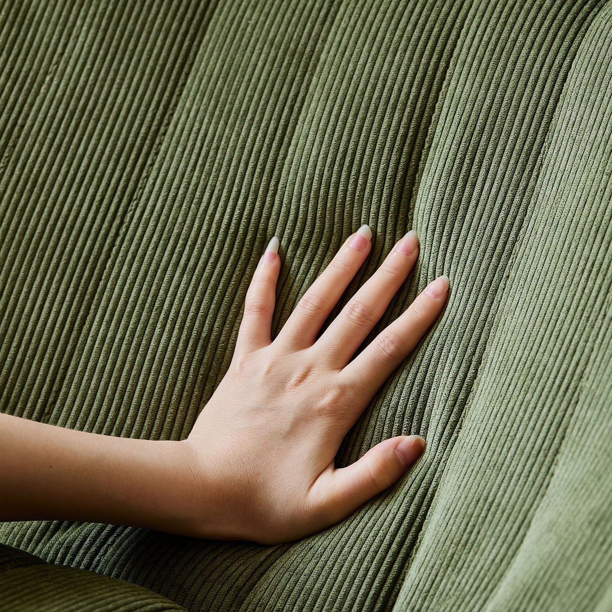 more color details of Cream Corduroy Velvet Fabric 1 Seater Sofa KAIT