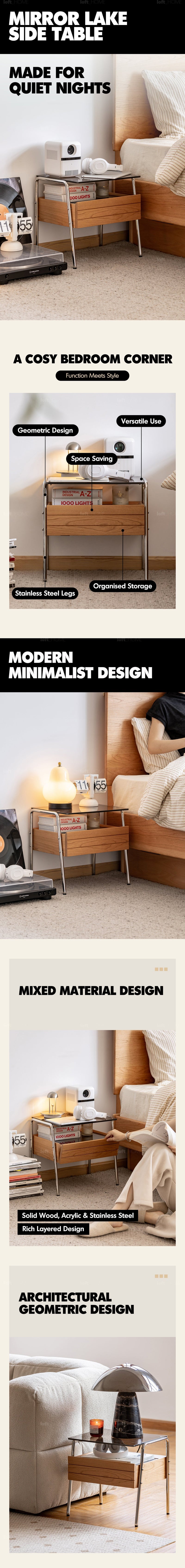 more product details and feature of Bauhaus Cherry Wood Side Table MIRROR LAKE