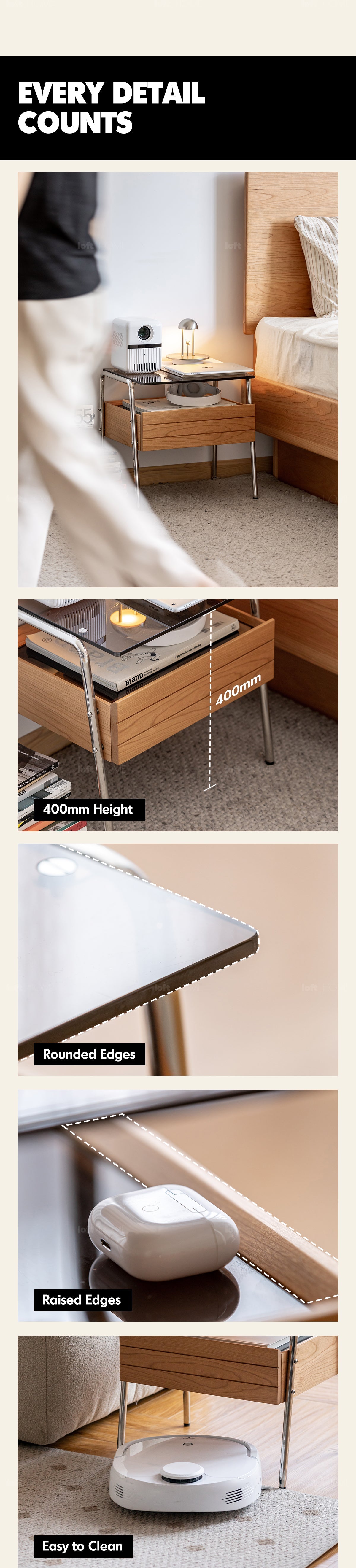more product details and feature of Bauhaus Cherry Wood Side Table MIRROR LAKE