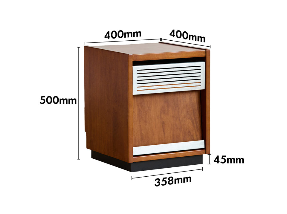 dimension detail diagram of Bauhaus Boxwood Side Table MIES