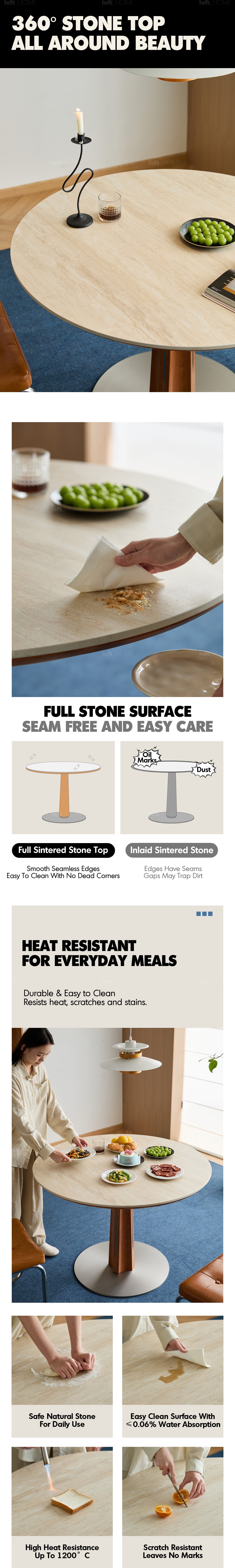 more product details and feature of Bauhaus Cherry Wood Sintered Stone Round Dining Table PINECONE