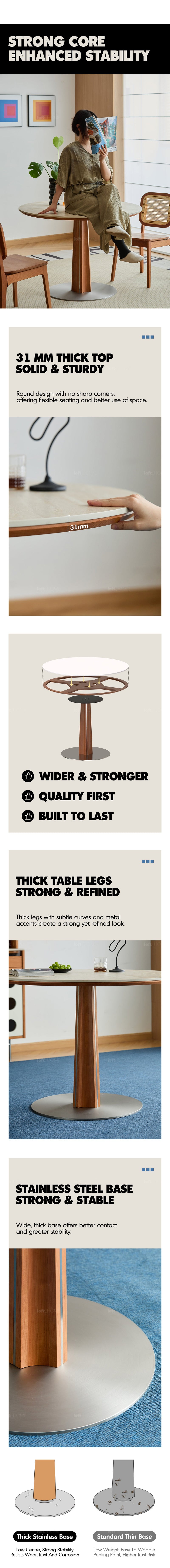 more product details and feature of Bauhaus Cherry Wood Sintered Stone Round Dining Table PINECONE