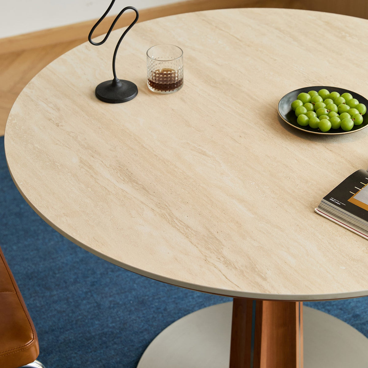 more color details of Bauhaus Cherry Wood Sintered Stone Round Dining Table PINECONE