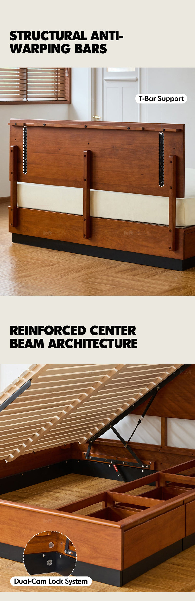 more product details and feature of Vintage Boxwood Lift-Up Storage Platform Bed With Drawer WHEAT FIELD
