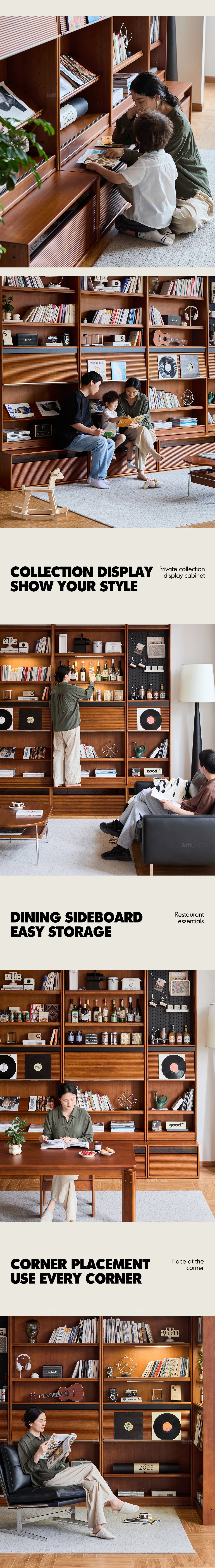 more product details and feature of Vintage Boxwood Modular Bookshelf MURA