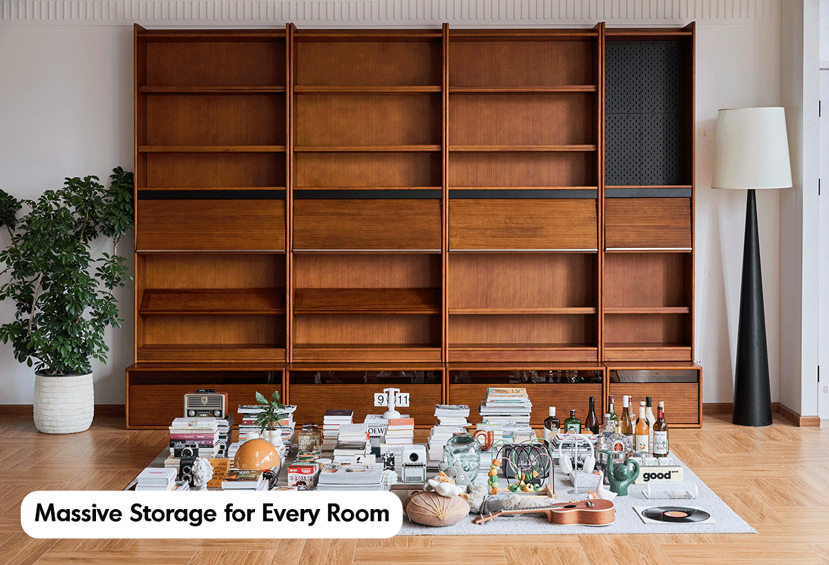 more product details and feature of Vintage Boxwood Modular Bookshelf MURA