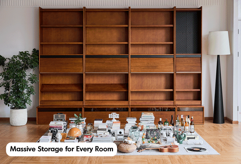 more product details and feature of Vintage Boxwood Modular Bookshelf MURA