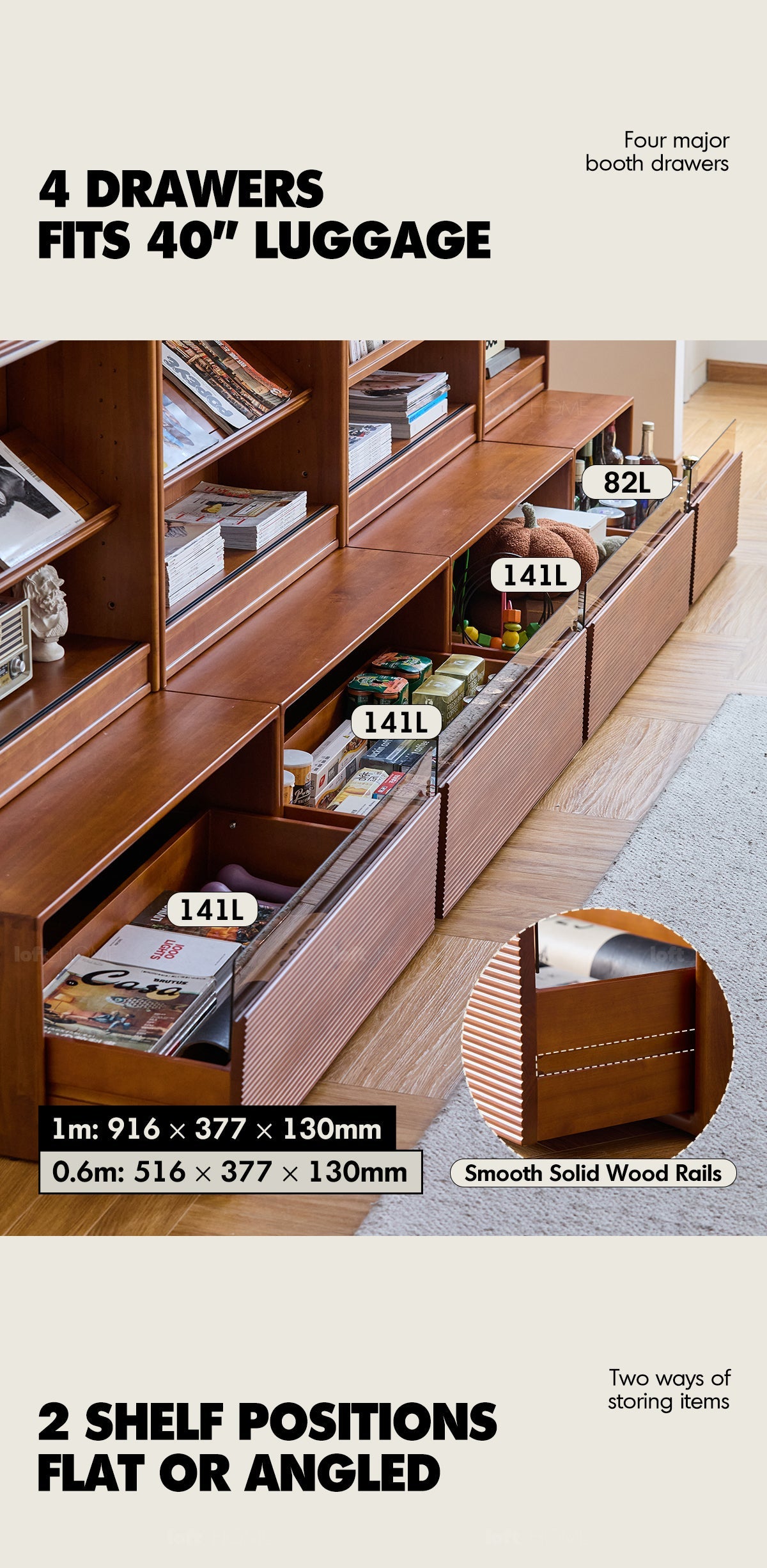 more product details and feature of Vintage Boxwood Modular Bookshelf MURA